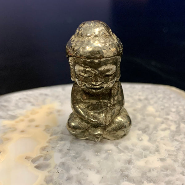 Pyrite Praying Buddha Carving