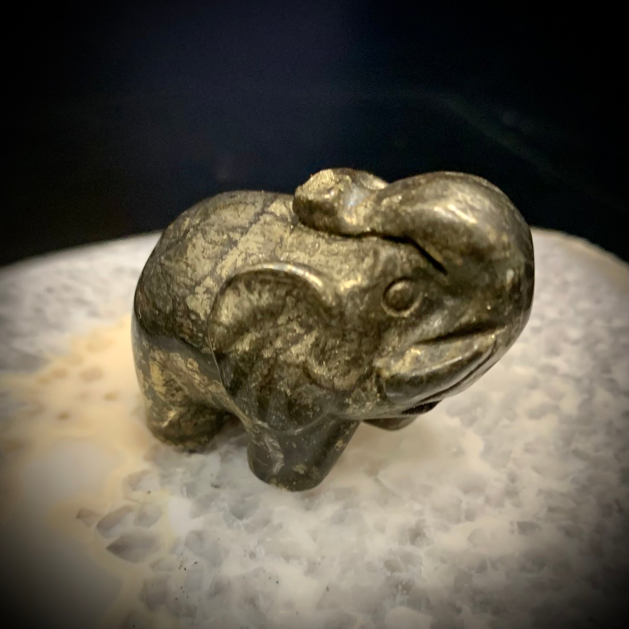 Pyrite Elephant Carving