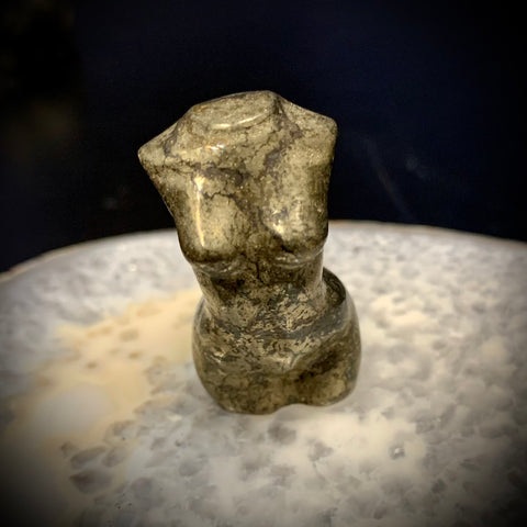 Pyrite Female Figure Earth Carving