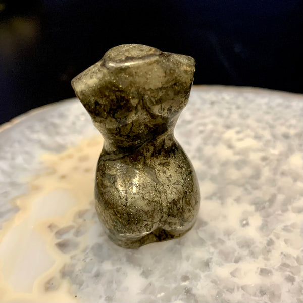 Pyrite Female Figure Earth Carving