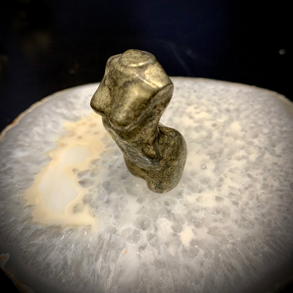 Pyrite Female Figure Earth Carving