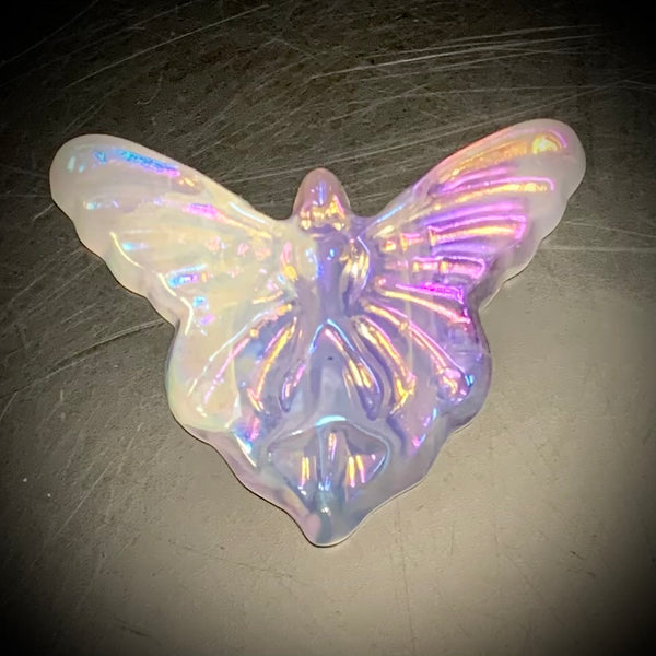 Aura Rose Quartz Angel Flat Back Carving