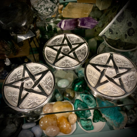 Pentagram Silver Finish Pewter Altar Tile