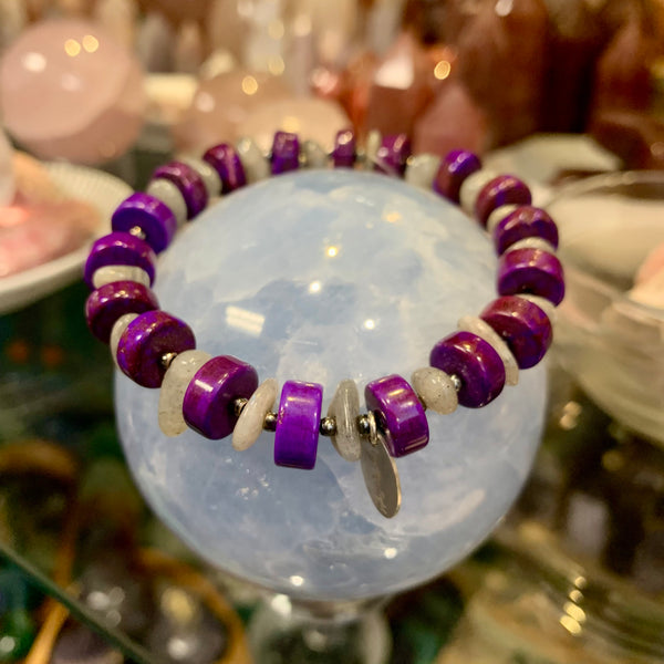 Rare Charoite and Labradorite Stretch Bracelet