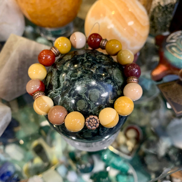 Orange Aventurine, Carnelian and Yellow Calcite Stretch Bracelet