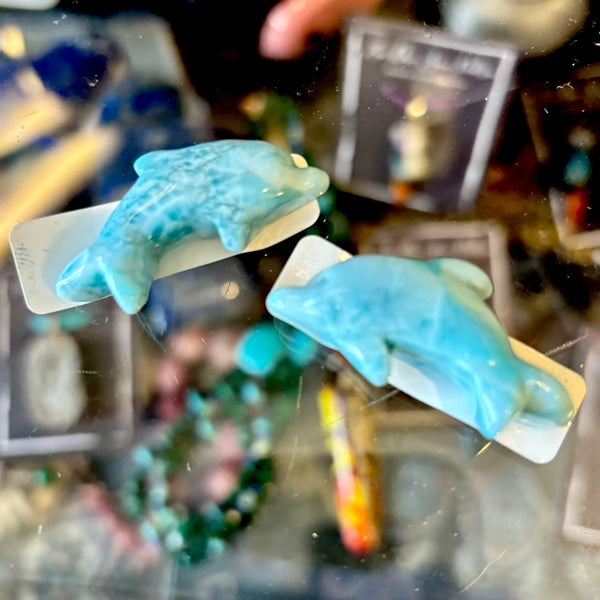 Larimar Dolphin Carving