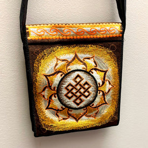 Endless Knot Design Embroidered Messenger Bag