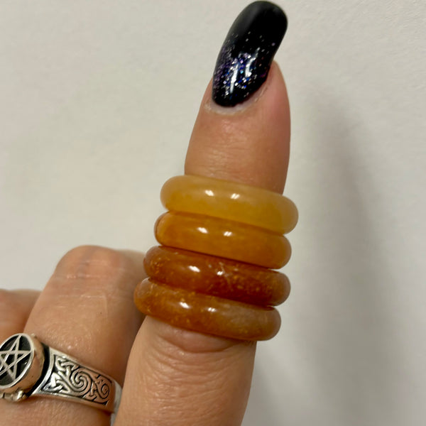 Carved Agate Ring Available in Assorted Colors