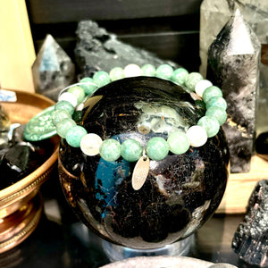 Green Aventurine and Flower Agate Stackable Stretch Bracelet