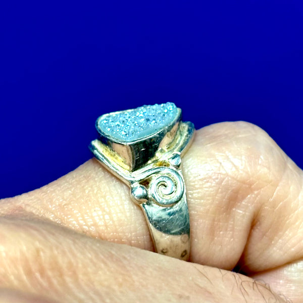 Sterling Silver Aura Druzy Vintage sz 6.5 Sajen Ring
