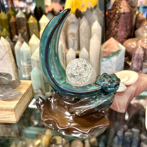 Ceramic Glazed Crescent Moon Backflow Burner