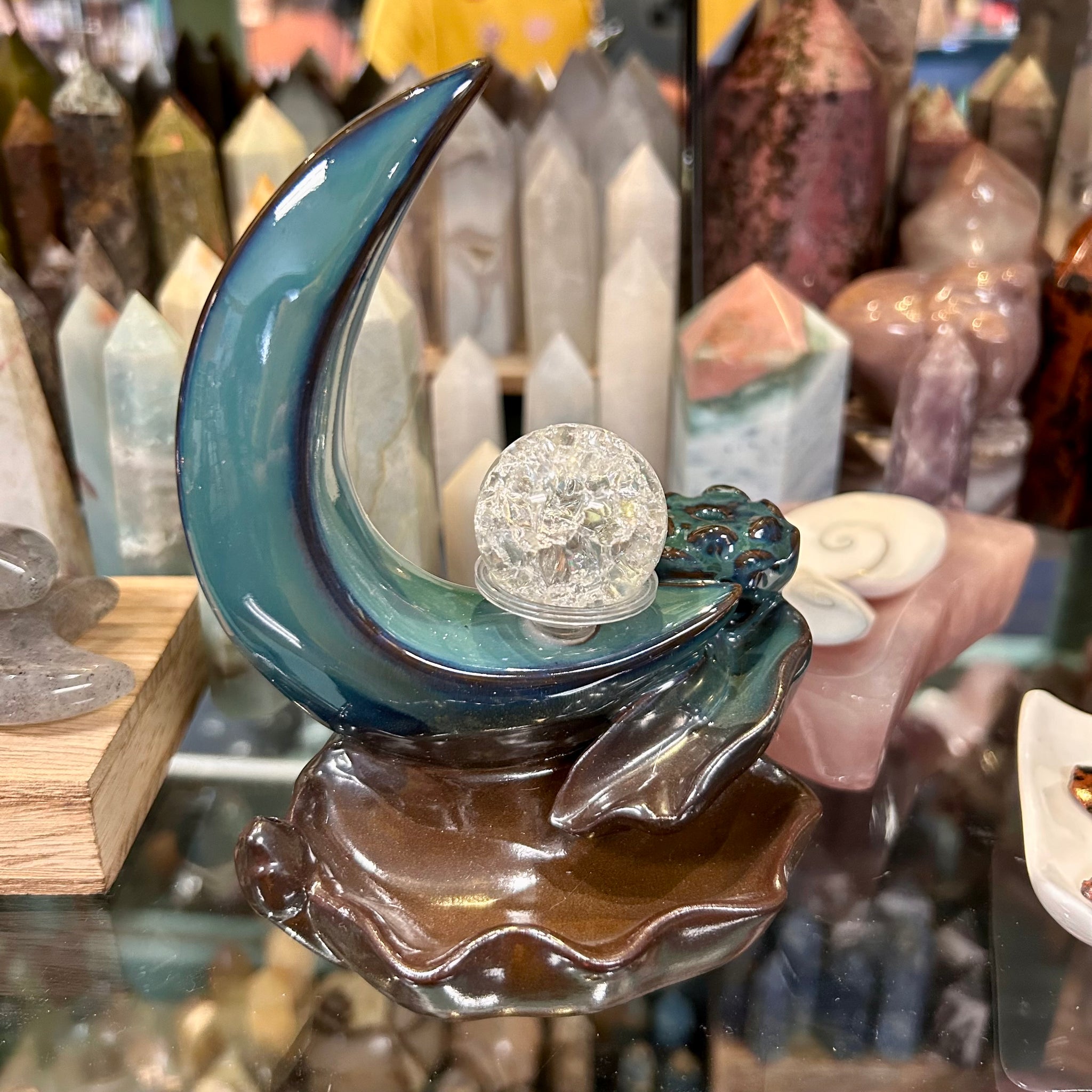 Ceramic Glazed Crescent Moon Backflow Burner