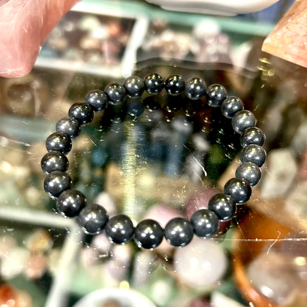 Black (Muted) Jet Bead Stretch Bracelet