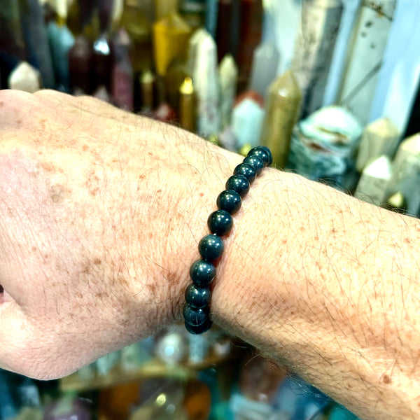 Black (Muted) Jet Bead Stretch Bracelet