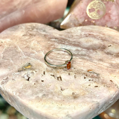 Orange Kyanite Bezel Cut Sterling Silver Ring | Sz 10