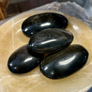 Silver Sheen Obsidian Palm Stones