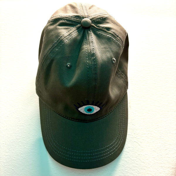 Evil Eye Embroidered Low Profile Cap Style Adjustable Hat