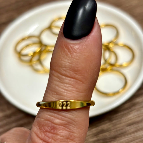 Angel Number Ring | 14K Gold Plated on Brass | Size 7