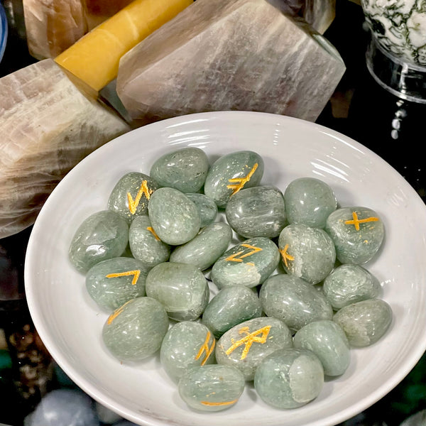 Green Aventurine Norse Rune Stones