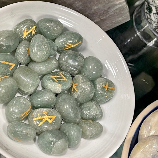 Green Aventurine Norse Rune Stones