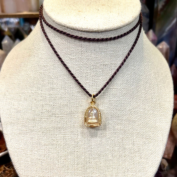 Golden Thai Buddha Balinese Encapsulated Pendant Necklace