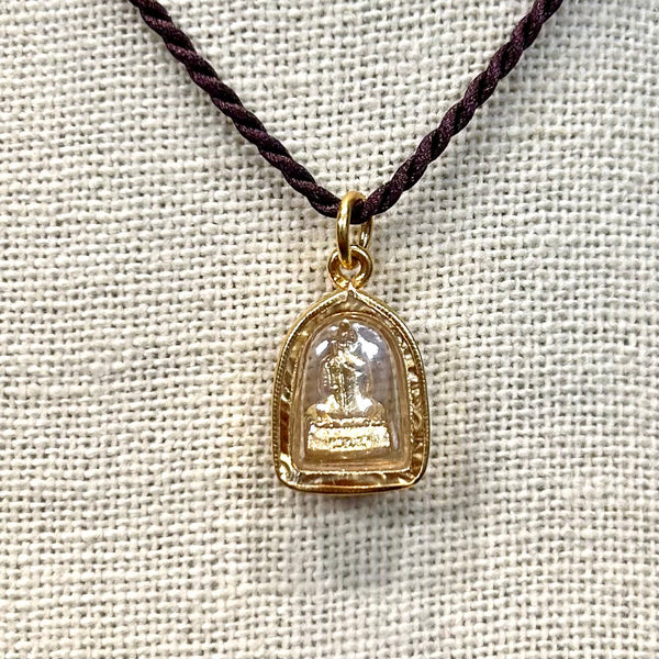 Golden Thai Buddha Balinese Encapsulated Pendant Necklace