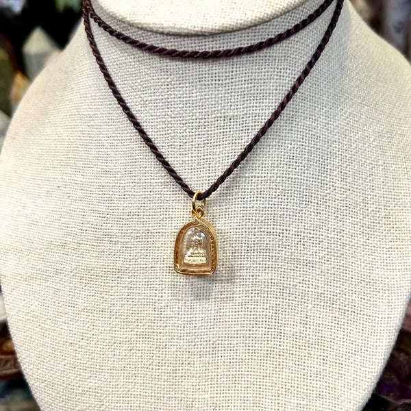 Golden Thai Buddha Balinese Encapsulated Pendant Necklace