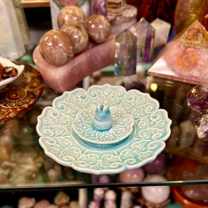 Lotus Incense Ceramic Burner | Light Blue