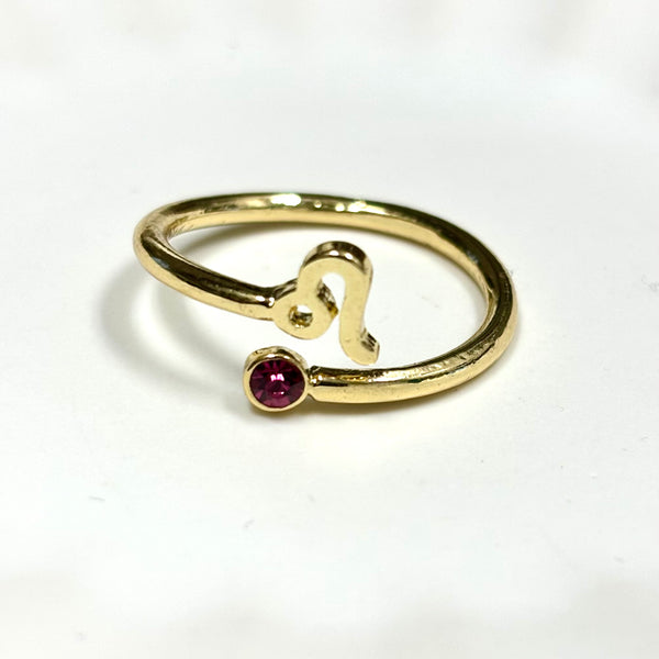 Zodiac Symbol Gold Plated with CZ Bypass Ring