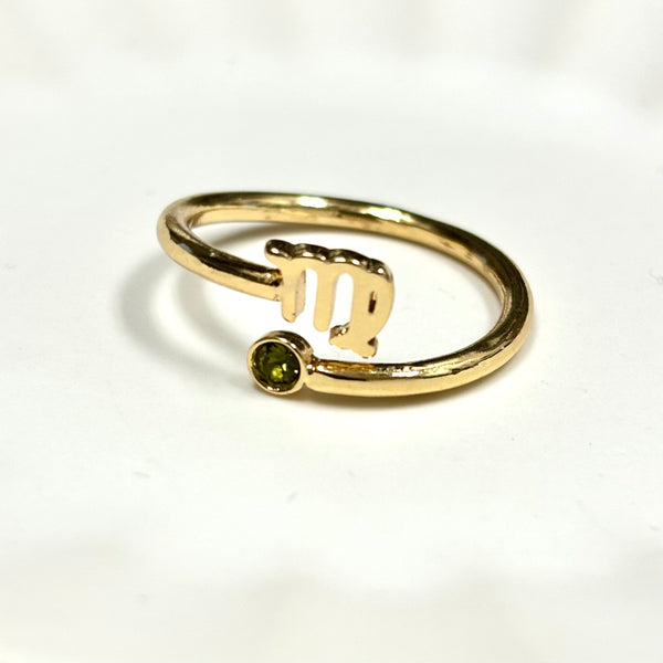 Zodiac Symbol Gold Plated with CZ Bypass Ring