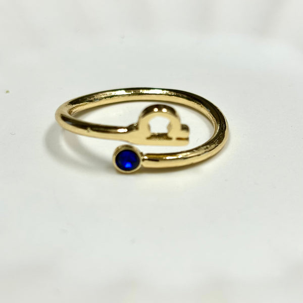 Zodiac Symbol Gold Plated with CZ Bypass Ring