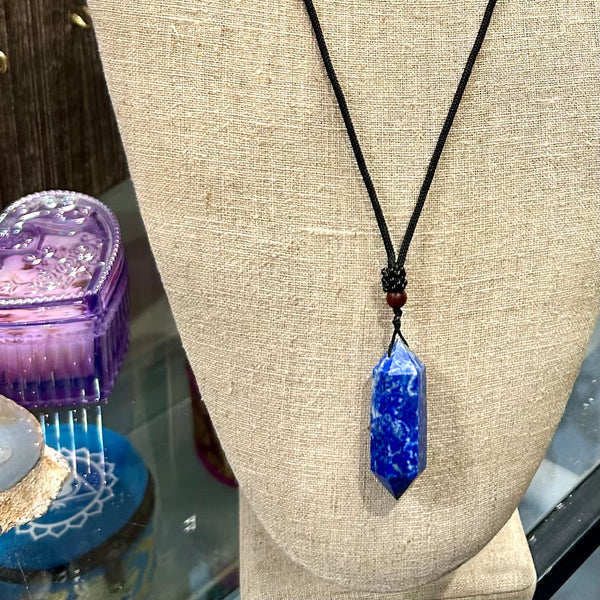 Double Terminated Lapis Lazuli Pendant Necklace