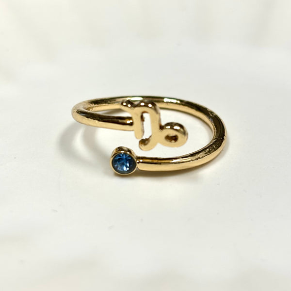 Zodiac Symbol Gold Plated with CZ Bypass Ring