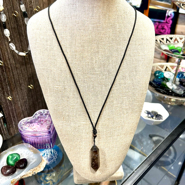 Double Terminated Smoky Quartz Pendant Necklace