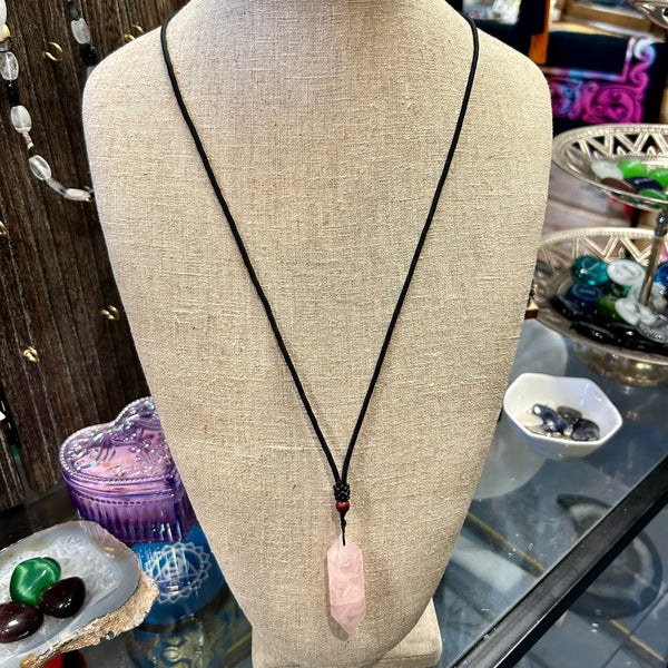 Double Terminated Rose Quartz Pendant Necklace