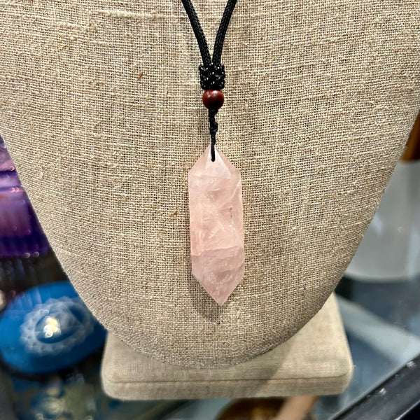 Double Terminated Rose Quartz Pendant Necklace