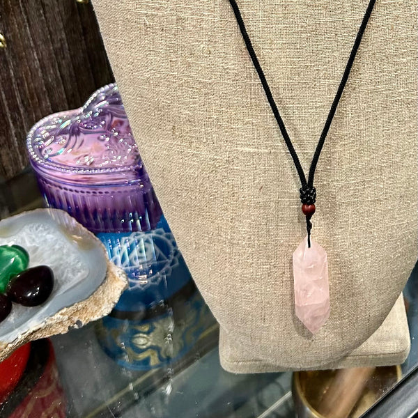 Double Terminated Rose Quartz Pendant Necklace