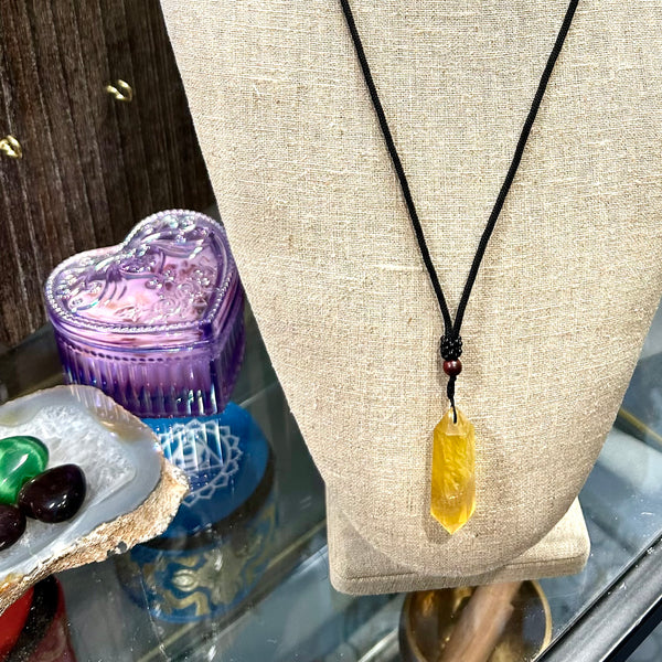 Double Terminated Yellow Fluorite Pendant Necklace