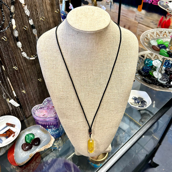 Double Terminated Yellow Fluorite Pendant Necklace