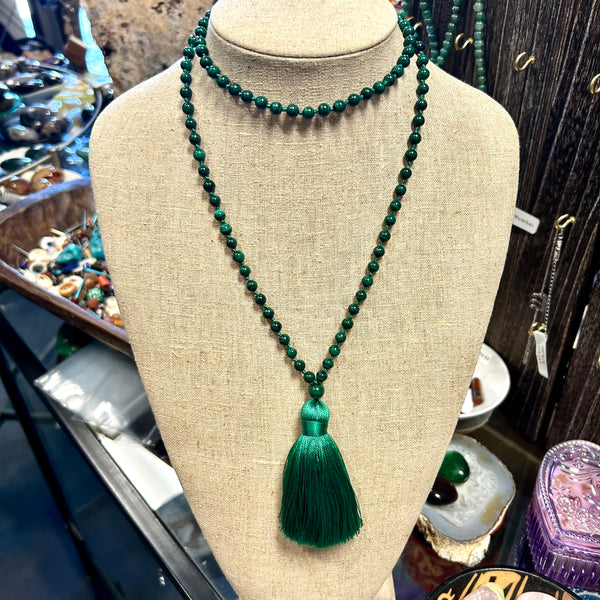 Malachite Mala 108 Bead Necklace