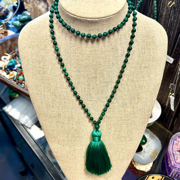 Malachite Mala 108 Bead Necklace