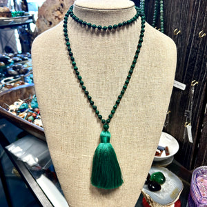 Malachite Mala 108 Bead Necklace