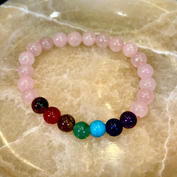 Rose Quartz Chakra Bracelet | 8mm