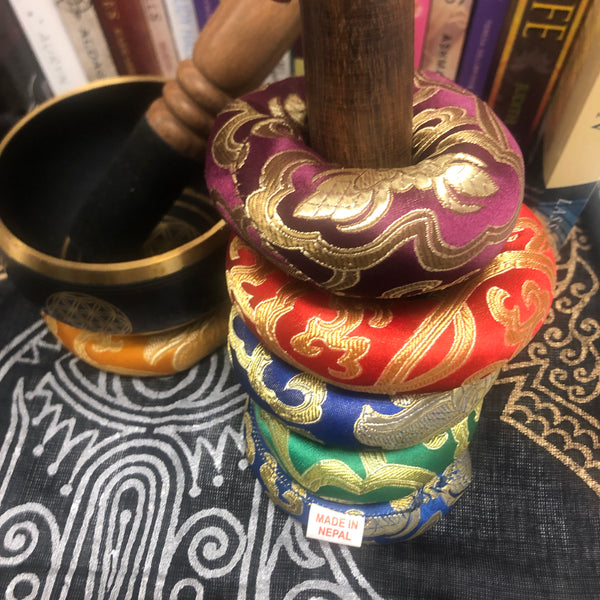 Tibetan Singing Bowl Rings in Chakra Colors, 4"d