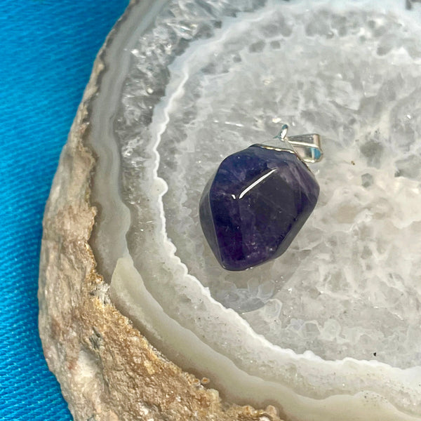 Amethyst Silver Electroform Freeform Pendant