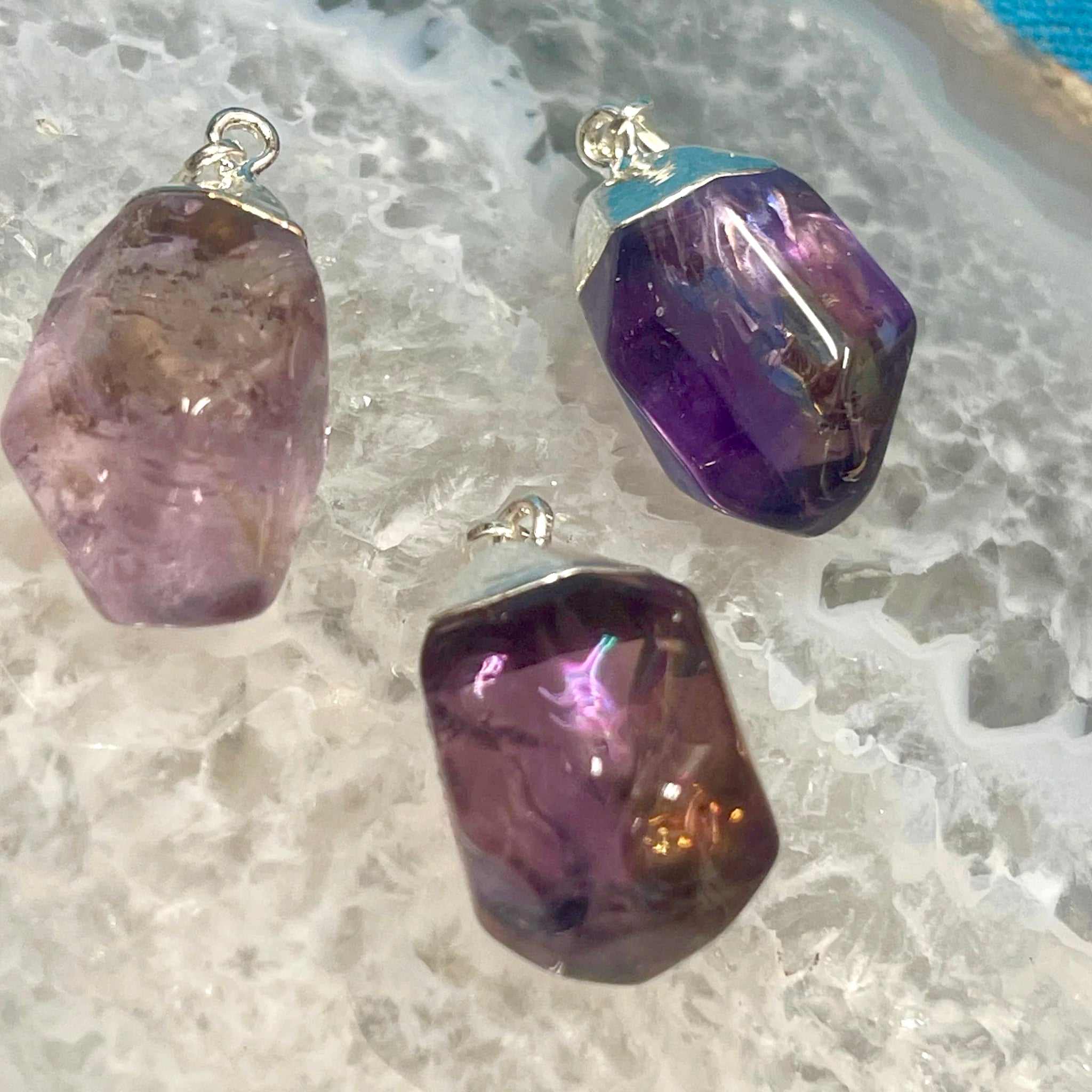 Ametrine Freeform Pendant on Silver Electroform Bail