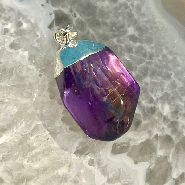 Ametrine Freeform Pendant on Silver Electroform Bail