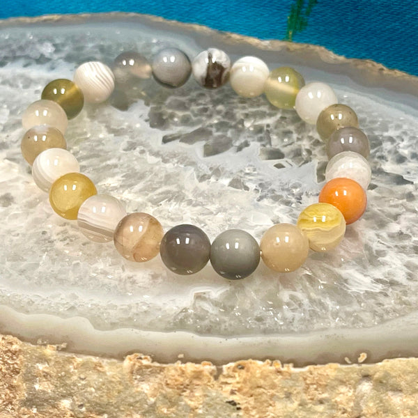 Banded Agate Multi Color Stackable Stretch Bracelet