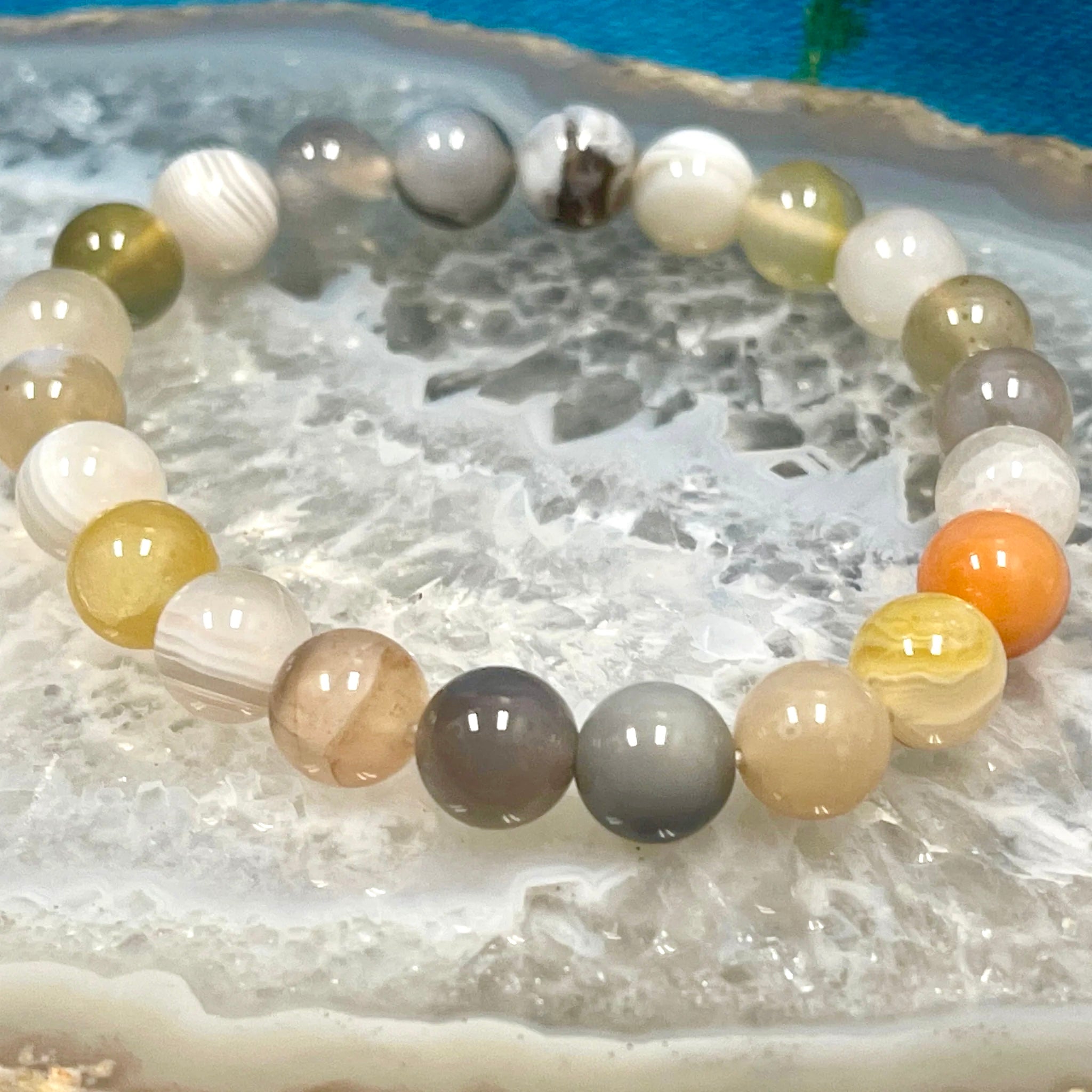 Banded Agate Multi Color Stackable Stretch Bracelet