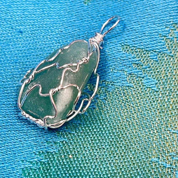 Green Aventurine Freeform Wired Wrapped Pendant